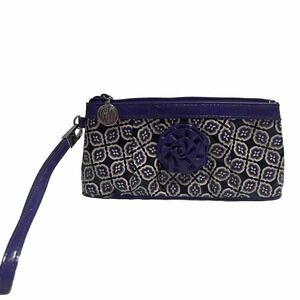 Vera Bradley Frill Wristlet Women Small Purple Geometric Rosette Good Condition